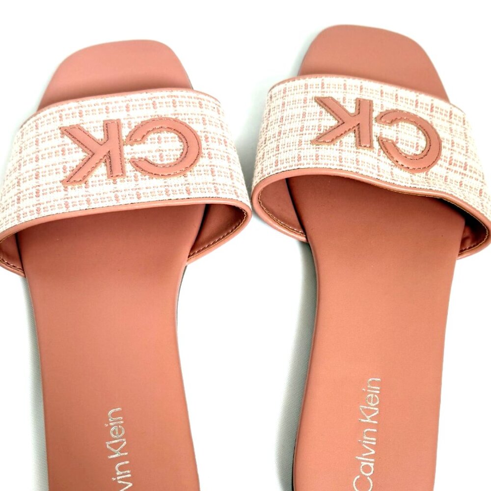 Calvin Klein Yides Light Pink Square Toe Slide Sandals Flat Shoes Women's 10M NW - Picture 5 of 10